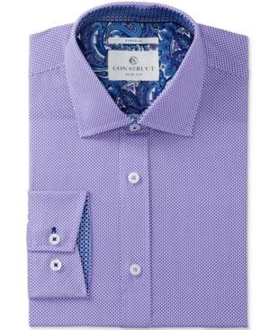 Con. Struct Men's Slim-fit Stretch Lilac Double Dot Dress Shirt, Created For Macy's
