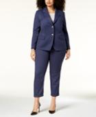 Tahari Asl Plus Size Two-button Denim Pantsuit