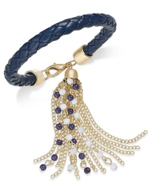 Inc International Concepts Gold-tone White Corded Beaded Tassel Bracelet, Only At Macy's