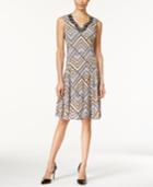 Jm Collection Embellished Printed Fit-and-flare Dress, Only At Macy's