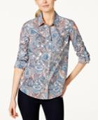 Charter Club Paisley-print Roll-tab Blouse