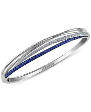 Royal Bleu By Effy Sapphire (1-1/10 Ct. T.w.) And Diamond (1/3 Ct. T.w.) Bangle Bracelet In 14k White Gold, Created For Macy's