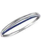 Royal Bleu By Effy Sapphire (1-1/10 Ct. T.w.) And Diamond (1/3 Ct. T.w.) Bangle Bracelet In 14k White Gold, Created For Macy's