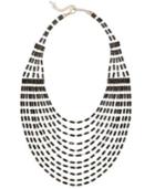 Bar Iii Gold-tone Black Bead Multi-row Statement Necklace