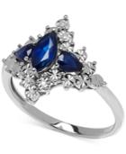 Sapphire (9/10 Ct. T.w.) And Diamond Accent Lady Diana Ring In 10k White Gold