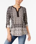 Style & Co Printed Roll-tab Top, Only At Macy's