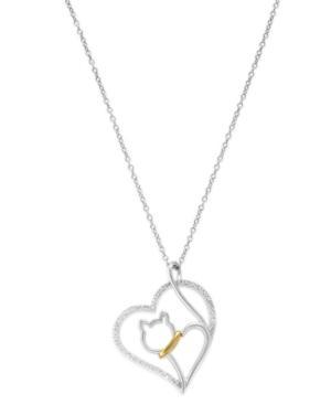 Aspca Tender Voices Diamond Necklace, Sterling Silver And 10k Gold-plated Diamond Cat Heart Pendant (1/10 Ct. T.w.)