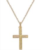 Engraved Heart Cross Pendant Necklace In 14k Gold