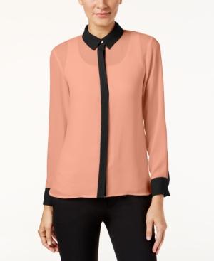 Cece Semi-sheer Colorblocked Blouse, Only At Macy's