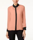 Cece Semi-sheer Colorblocked Blouse, Only At Macy's
