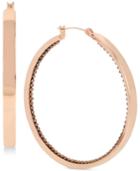 Touch Of Silver Rose Gold-tone Hoop Earrings