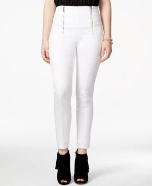 Material Girl Juniors' Double-zipper Cropped White Skinny Jeans, Only At Macy's