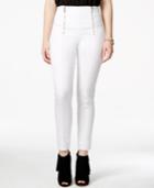 Material Girl Juniors' Double-zipper Cropped White Skinny Jeans, Only At Macy's