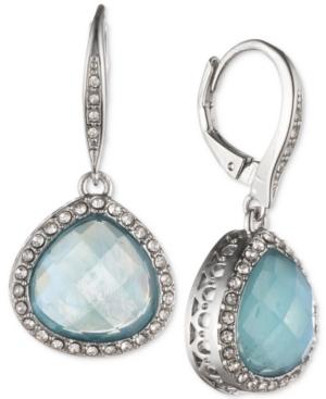 Jenny Packham Silver-tone Pave & Stone Drop Earrings