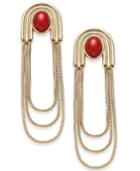 Thalia Sodi Large Gold-tone Stone & Snakechain Triple-row Drop Earrings, 2.75, Created For Macy's