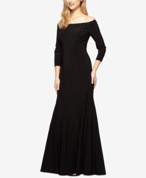 Alex Evenings Off-the-shoulder Trumpet Gown