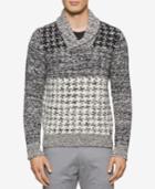 Calvin Klein Men's Slim-fit Shawl-collar Multi-textured Houndstooth Sweater