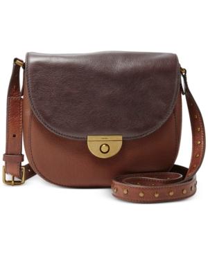 Fossil Leather Colorblock Saddle Bag