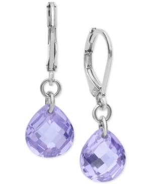 Lonna & Lilly Silver-tone Purple Cubic Zirconia Drop Earrings