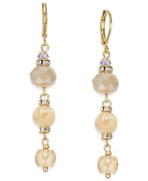 Inc International Concepts Gold-tone Translucent Bead Triple Drop Earrings, Only At Macy's