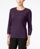 Alfred Dunner Sequined Lace-yoke Sweater