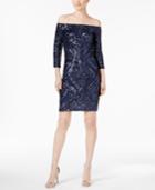 Betsy & Adam Sequined Off-the-shoulder Dress