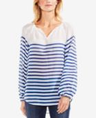 Vince Camuto Cotton Ladder-striped Peasant Top