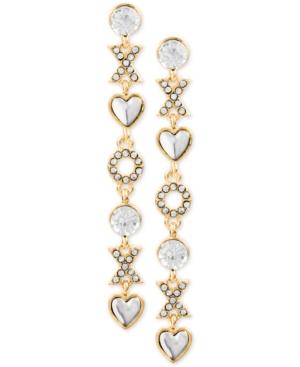 Guess Gold-tone Crystal, Xo & Heart Linear Drop Earrings