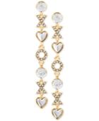 Guess Gold-tone Crystal, Xo & Heart Linear Drop Earrings
