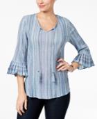 Style & Co Pleated Bell-sleeve Top, Created For Macy's