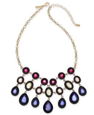 I.n.c. Gold-tone Multi-stone Statement Necklace, 17 + 3 Extender, Created For Macy's
