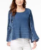 I.n.c. Cotton Mixed-media Sweater, Created For Macy's