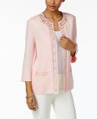 Alfred Dunner Rose Hill Laser-cut Open-front Jacket