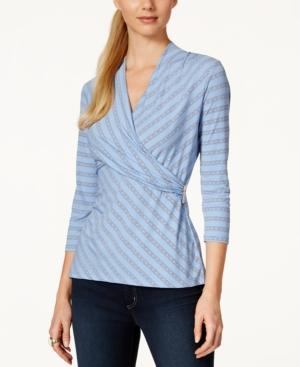 Charter Club Chain-print Crossover Wrap Top, Only At Macy's