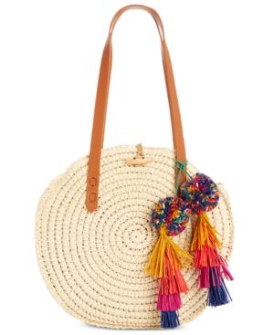 I.n.c. Melani Medium Circle Straw Bag, Created For Macy's