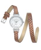Charter Club Women's Brown Faux Snakeskin Double Wrap Polyurethane Strap Watch 32mm 17194, Only At Macy's