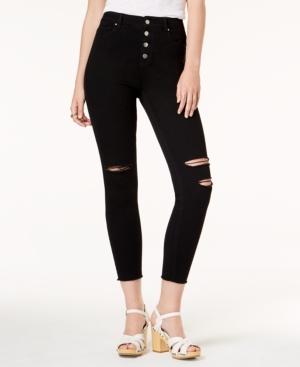 Tinseltown Juniors' Ripped Button-fly Skinny Jeans