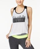 Material Girl Active Juniors' Mesh-back Graphic Tank Top, Only At Macy's