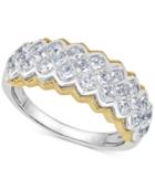 Diamond Two-tone Pyramid Band (1 Ct. T.w.) In 14k Gold & White Gold