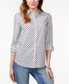 Charter Club Petite Printed Button-down Shirt, Only At Macy's