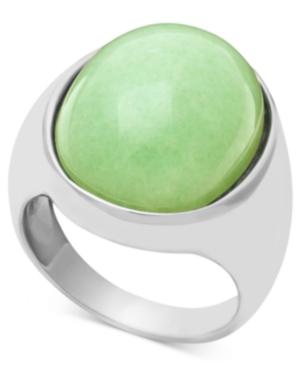Sterling Silver Ring, Large Oval Jade Ring
