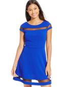 Teeze Me Juniors' V-back Illusion Skater Dress