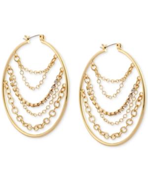 Guess Gold-tone Multi-chain Hoop Earrings