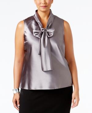 Nine West Plus Size Tie-neck Blouse