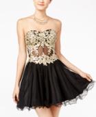 Blondie Nites Juniors' Embellished Strapless Fit & Flare Dress