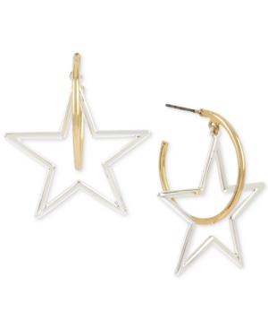 Bcbg Two-tone Star & Hoop Drop Earrings