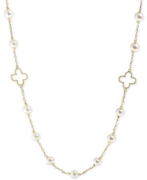 Pearl By Effy White Cultured Freshwater Pearl (6mm) 32 Statement Necklace In 14k Gold