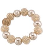 Carolee Gold-tone Brown Imitation Pearl Large Bead Bangle Bracelet