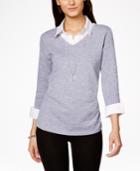 Ny Collection Layered Look Knit Sweater Top