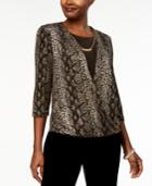 Alfred Dunner Deck The Halls Printed Layered-look Surplice Necklace Top